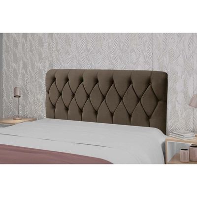 Painel De Cama Box Estofada Cabeceira Viena Plus Casal 140 Veludo Cacau - Simbal