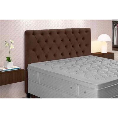 Cabeceira Cama Box Estofada King King Embaixatriz Plus Suede Bege - Simbal
