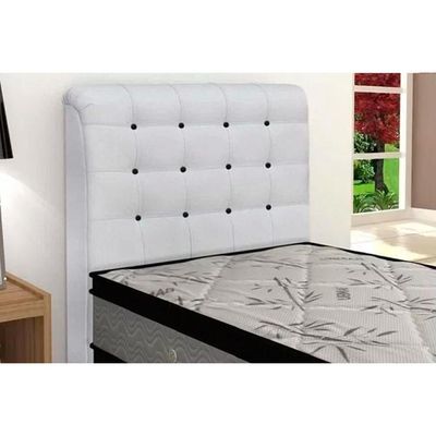 Cabeceira Cama Box Estofada Solteiro Solteiro Dama Plus Courano Branco-preto - Simbal