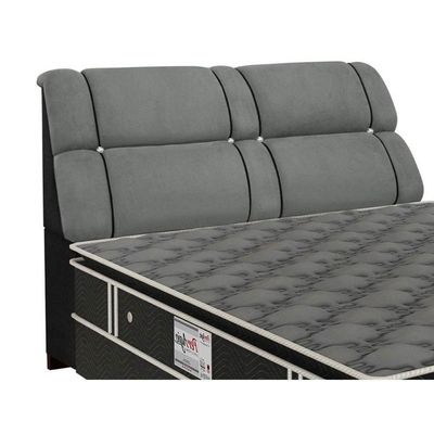 Cabeceira Cama Box Estofada King King Imperador Suede Cinza-negro - Simbal