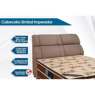 Cabeceira Cama Box Estofada Casal Casal Imperador Suede Marrom Chocolate - Simbal
