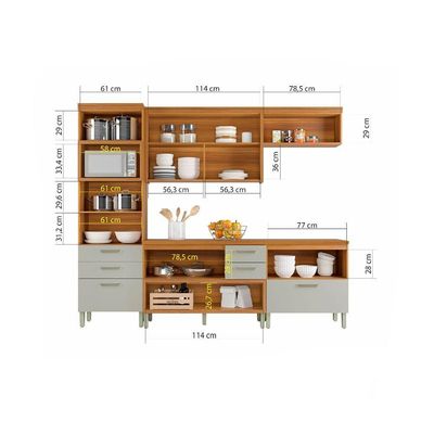 Cozinha Modulada 4 Peças Paneleiro Nesher Princesa Mdf