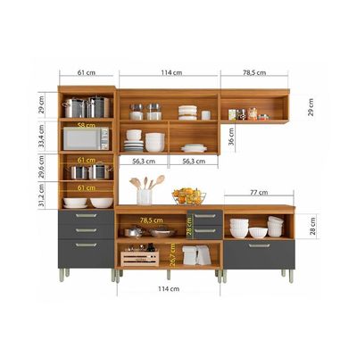 Cozinha Modulada 4 Peças Paneleiro Nesher Princesa Mdf