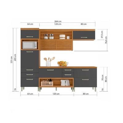 Cozinha Modulada 4 Peças Paneleiro Nesher Princesa Mdf