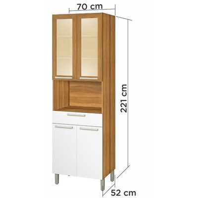 Paneleiro 4 Portas 1 Gaveta 70cm Nesher Freijó Com Branco