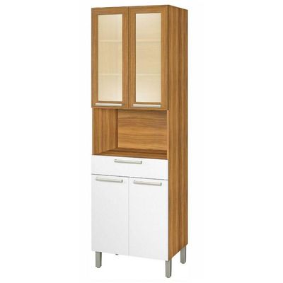 Paneleiro 4 Portas 1 Gaveta 70cm Nesher Freijó Com Branco