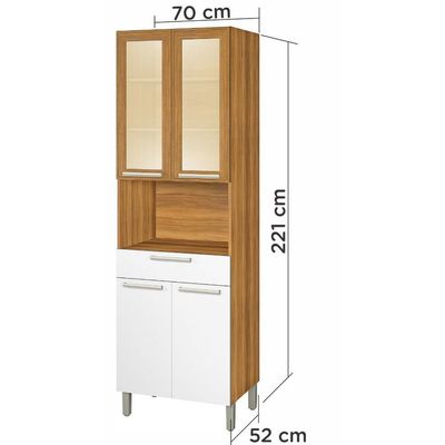 Paneleiro 4 Portas 1 Gaveta 70cm Nesher Freijó Com Branco