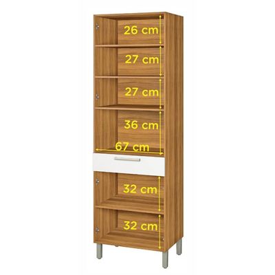 Paneleiro 4 Portas 1 Gaveta 70cm Nesher Freijó Com Branco
