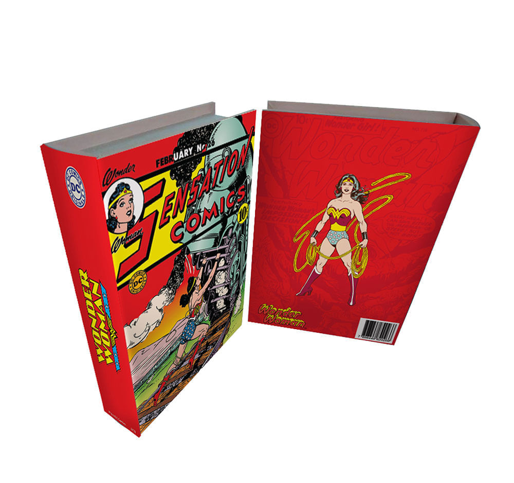 Caixa Livro Madeira DC Wonder Woman Colorida