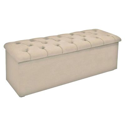 Recamier De Quarto Queen Size Lotus Suede Bege Simbal