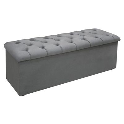 Recamier Calçadeira Queen Size Lotus Queen - Suede Cinza - Simbal