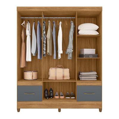 Conjunto Guarda Roupa E Cômoda Gokyo Freijó Cinza
