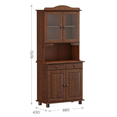 Armário Cristaleira Para Cozinha 4 Portas 2 Gavetas Madeira