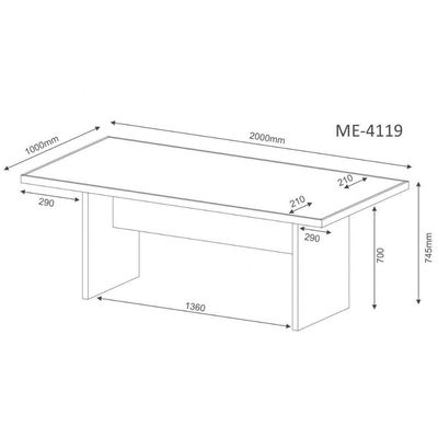 Mesa De Diretor Reunião Me4119 Amêndoa - Tecno Mobili