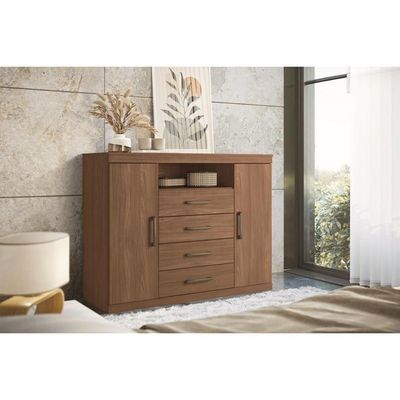 Cômoda Casal Master C- 2 Portas 1 Nicho E 4 Gavetas Jatoba - Santos Andirá