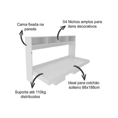 Cama Dobrável Articulada Multifuncional Cm8020 Branco - Tecno Mobili