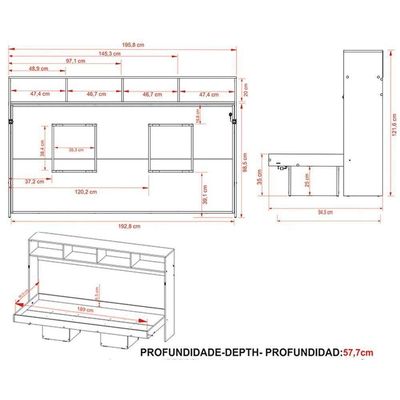 Cama Dobrável Articulada Multifuncional Cm8020 Branco - Tecno Mobili