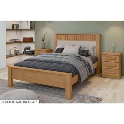 Cama De Casal Athenas Amendoa/Off White - Lopas