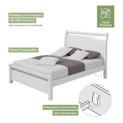 Cama De Casal Reali Branco - Lopas