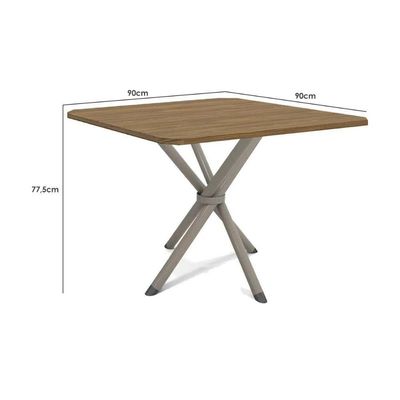 Mesa De Cozinha Volga C/ Tampo 90cm Niquel/nogueira - Kappesberg