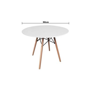 Mesa De Jantar Redonda Eames Eiffel Wood 90cm Branca