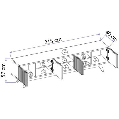 Bancada Rack Tv 75 Pol 218 Cm Fortaleza Freijo Clb Freijo