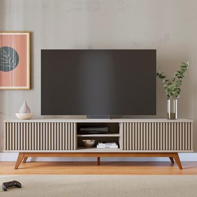 Bancada Rack Tv 75 Pol 218 Cm Fortaleza Off White Matte Clb Off White Matte