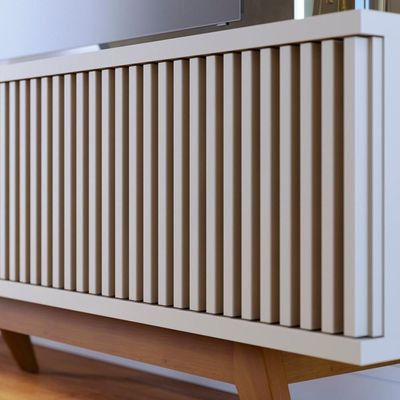 Bancada Rack Tv 75 Pol 218 Cm Fortaleza Off White Matte Clb Off White Matte