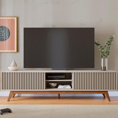 Bancada Rack Tv 75 Pol 218 Cm Fortaleza Off White Matte Clb Off White Matte