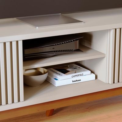 Bancada Rack Tv 75 Pol 218 Cm Fortaleza Off White Matte Clb Off White Matte
