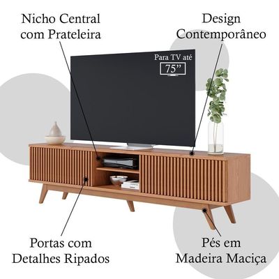 Bancada Rack Tv 75 Pol 218 Cm Fortaleza Freijo Clb Freijo