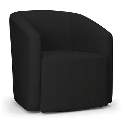 Poltrona Stella Max Linho Preto A79 Base Giratória - D'rossi
