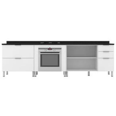 Cozinha Compacta Bartira Rubi com 2 Portas, 5 Gavetas e 1 Prateleira - 280,3cm de largura Branco