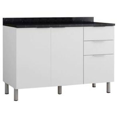 Cozinha Compacta Bartira Rubi com 2 Portas, 5 Gavetas e 1 Prateleira - 280,3cm de largura Branco