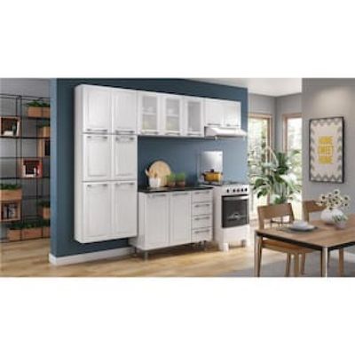 Cozinha Compacta Itatiaia Diamante com 11 Portas e 9 Prateleiras - 245cm de largura Branco