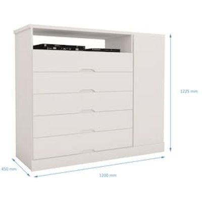 Cômoda Mademarcs Braga com 5 Gavetas e 1 Porta Branco