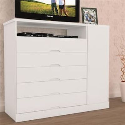 Cômoda Mademarcs Braga com 5 Gavetas e 1 Porta Branco