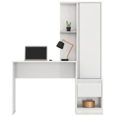 Escrivaninha com Armário Demóbile Office Morada com 1 Porta, 1 Gaveta e 3 Nichos Branco
