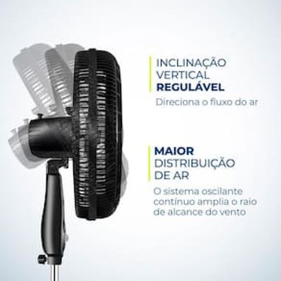 Ventilador de Coluna Mondial VTX-40C-8P 40 cm com 3 Velocidades - Preto Preto / 220
