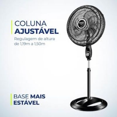 Ventilador de Coluna Mondial VTX-40C-8P 40 cm com 3 Velocidades - Preto Preto / 220
