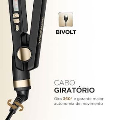 Chapinha | Prancha Mondial P30 230°C com Argan Preta - Bivolt