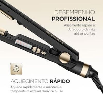Chapinha | Prancha Mondial P30 230°C com Argan Preta - Bivolt