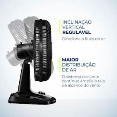 Ventilador de Mesa 40cm Mondial Super Turbo VTX-40-8P 8 Pás 3 Velocidades Preto Preto / 220