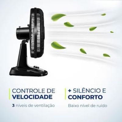 Ventilador de Mesa 40cm Mondial Super Turbo VTX-40-8P 8 Pás 3 Velocidades Preto Preto / 220