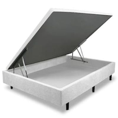 Base Box para Colchão de Casal MGA Lift Cotton com Baú e Pistão à Gás - 39x138x188cm Cinza