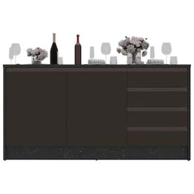 Bancada Bartira Gourmet com 2 Portas, 4 Gavetas e 1 Prateleira - 180,6cm de largura Preto