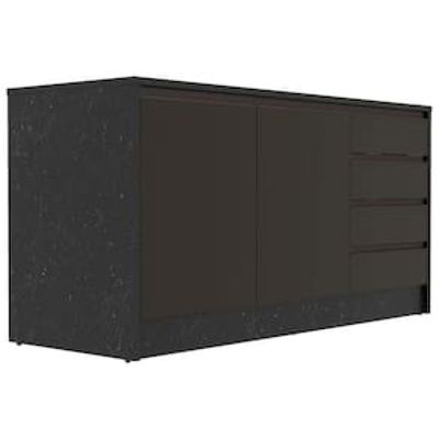 Bancada Bartira Gourmet com 2 Portas, 4 Gavetas e 1 Prateleira - 180,6cm de largura Preto
