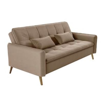 Sofá-cama Matrix Donna em Veludo com 200cm de Largura Bege