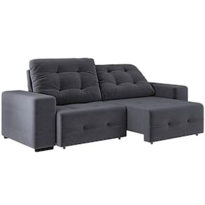 Sofá 4 Lugares Linoforte Bonno Retrátil e Reclinável com 230 cm de Largura e Revestido em Tecido Suede Cinza