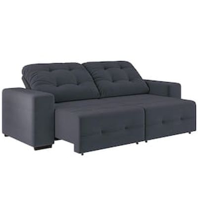 Sofá 4 Lugares Linoforte Bonno Retrátil e Reclinável com 230 cm de Largura e Revestido em Tecido Suede Cinza